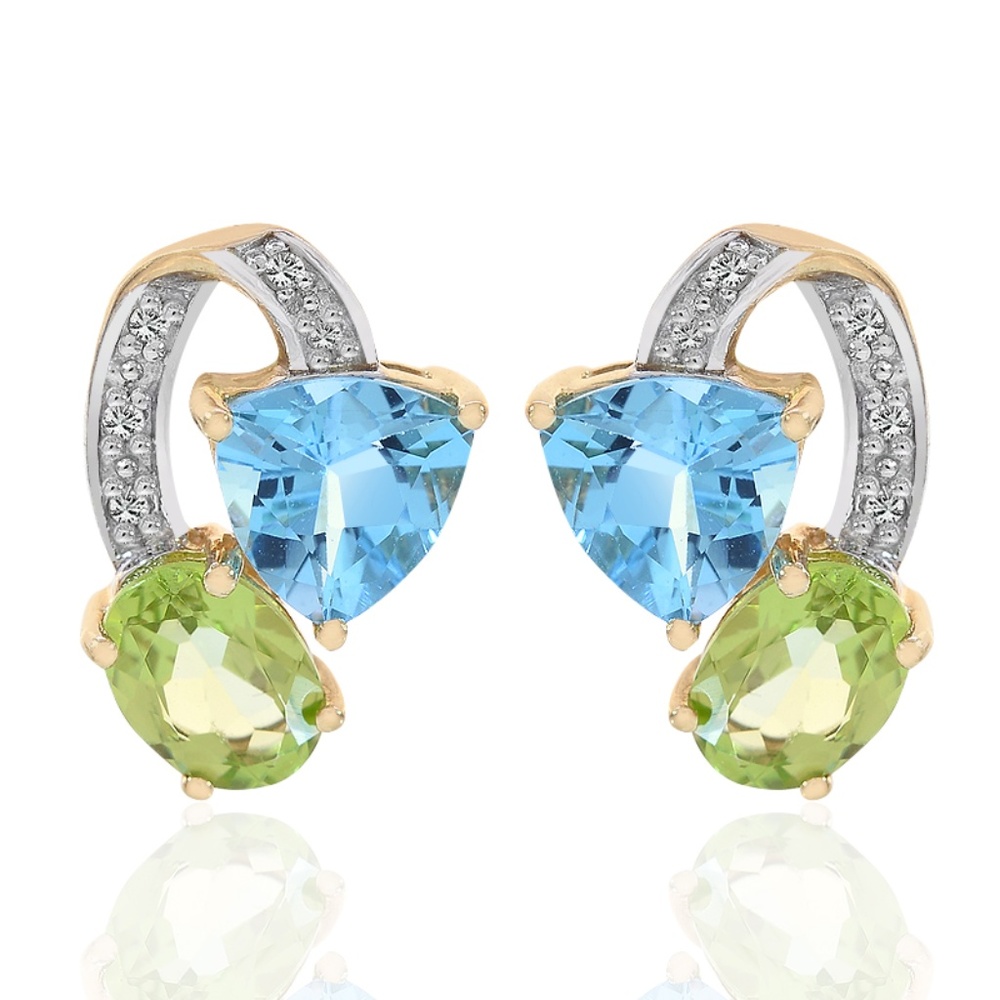 2.00 Ct Colored Gemstone & Diamond Stud Earrings